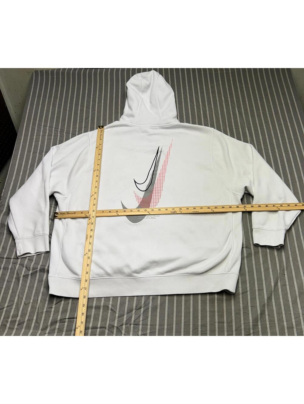 Vintage Nike Hoodie Mens XXL White Spellout Graphic Logo Fleece Lined Running - Picture 5 of 5
